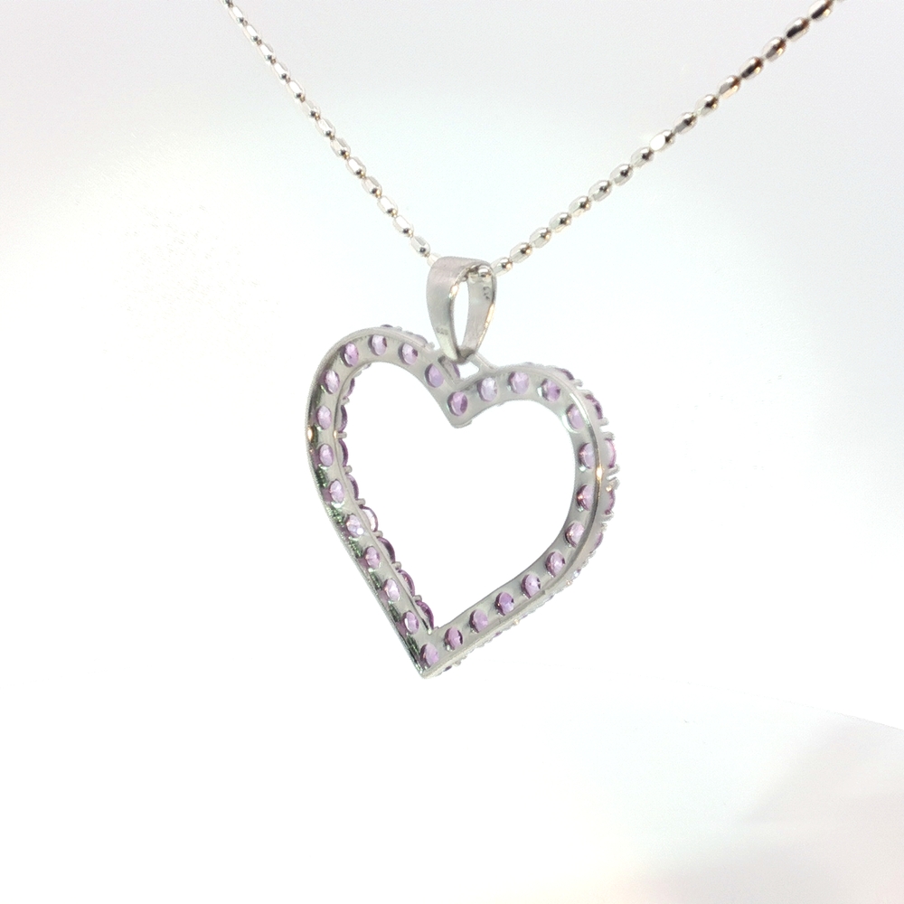 Sterling silver heart necklace, purple gemstone necklace, 925 silver pendant, romantic heart jewelry, women’s silver necklace, gift for her, Valentine’s Day jewelry, amethyst color necklace